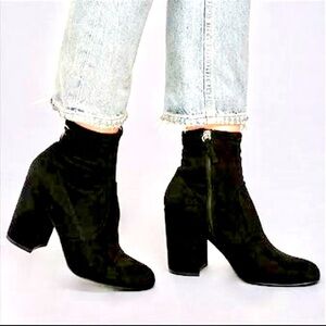 Steve Madden Gaze Black Suede Mid-Calf Booties